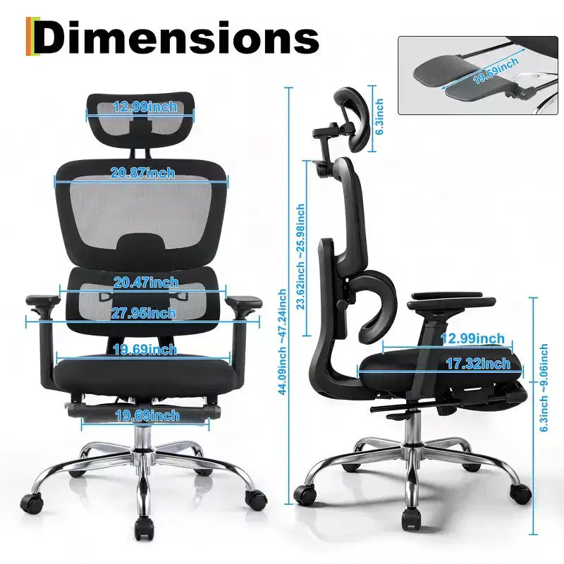 Heavy-Duty Ergonomic Mesh Gaming Chair  High-Back Office Chair with 4D Flip-Up Arms, Adjustable Headrest & Lumbar Support, 400 lbs Capacity