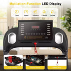 Redliro Foldable Treadmill with Auto Incline, 2.5HP Walking Treadmill for Home, 15% Incline Treadmill with Handles, 300 lbs Capacity