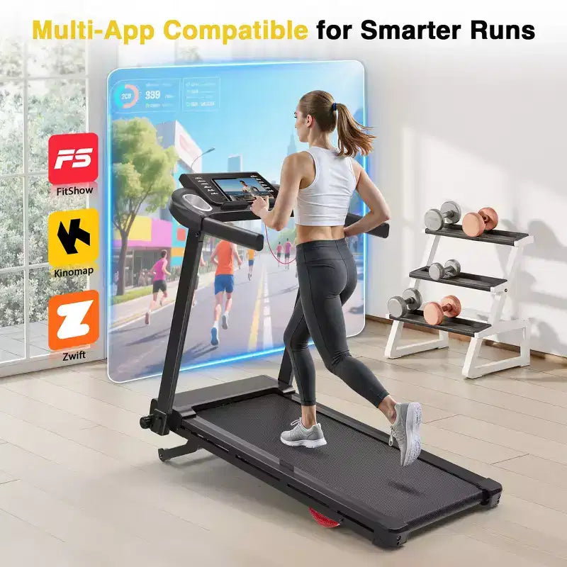 Redliro Foldable Treadmill with Auto Incline, 2.5HP Walking Treadmill for Home, 15% Incline Treadmill with Handles, 300 lbs Capacity