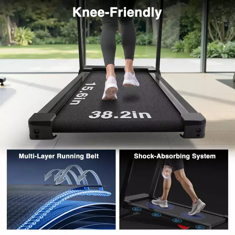Redliro Foldable Treadmill with Auto Incline, 2.5HP Walking Treadmill for Home, 15% Incline Treadmill with Handles, 300 lbs Capacity