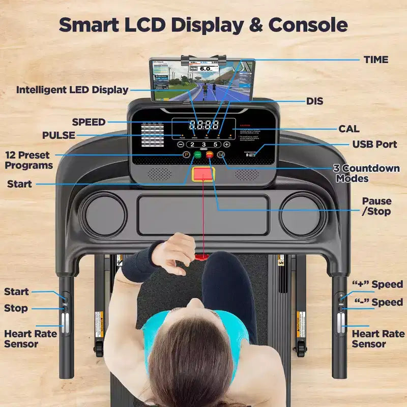 Treadmill on sale  3.5HP Folding Treadmill for Home, 12% Manual Incline, 7.5 MPH, 71 Programs, APP Control, Heart Rate Monitor, knee strap gift