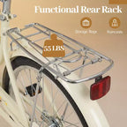 Gymax 24-Inch Beach Cruiser Bike w/Adjustable Seat Woven Basket & Rear Rack for City