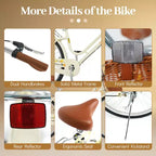 Gymax 24-Inch Beach Cruiser Bike w/Adjustable Seat Woven Basket & Rear Rack for City