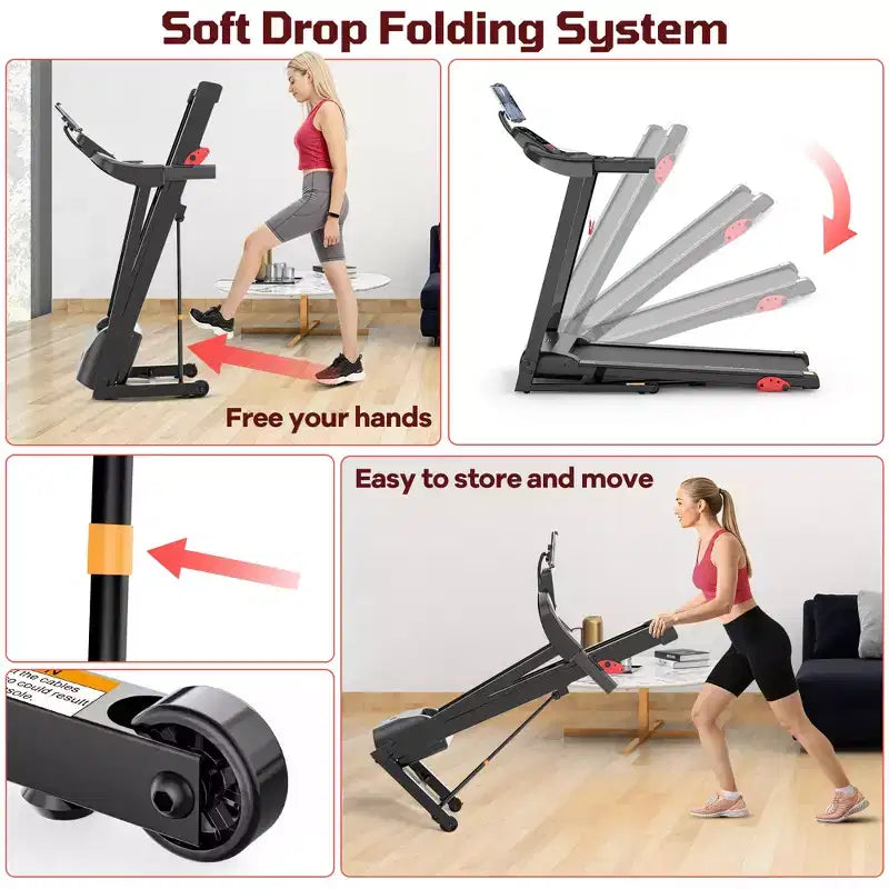 Incline Treadmill Clearance Sale  12% 3-Level Manual Incline, 330 lbs Capacity w/Bluetooth APP Connectivity, Foldable Treadmill for Home Small/Office