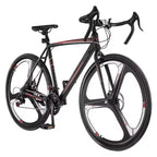 NAYSAYE Road Bike Racing Bicycle 700C with 21 Speeds Carbon Steel Frame and Disc Brakes for Urban Commuting, Black, 53.74*8.27*29.13