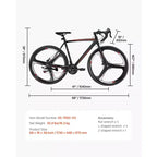 NAYSAYE Road Bike Racing Bicycle 700C with 21 Speeds Carbon Steel Frame and Disc Brakes for Urban Commuting, Black, 53.74*8.27*29.13