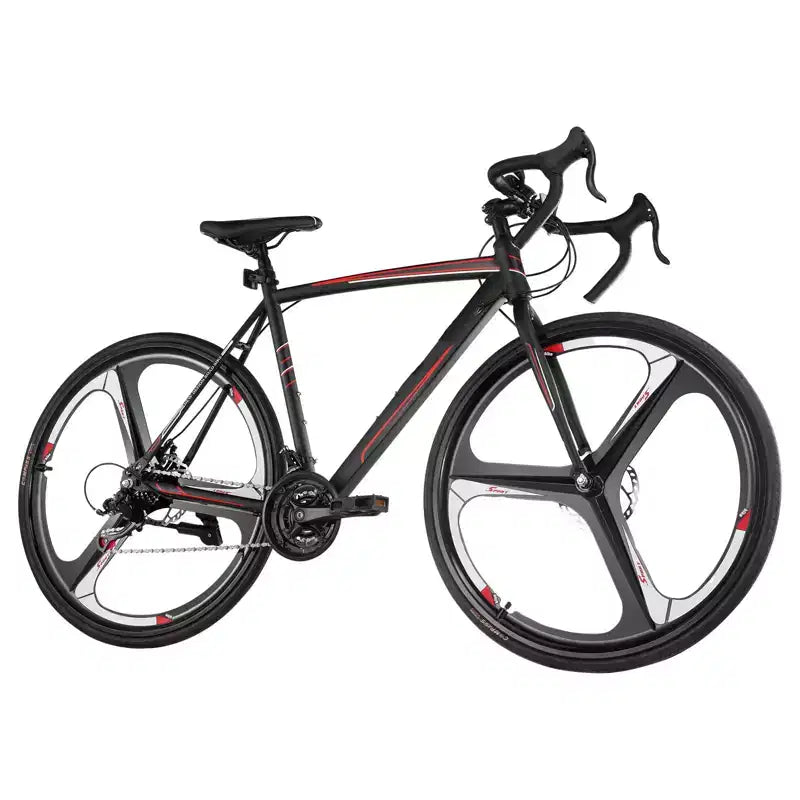 NAYSAYE Road Bike Racing Bicycle 700C with 21 Speeds Carbon Steel Frame and Disc Brakes for Urban Commuting, Black, 53.74*8.27*29.13