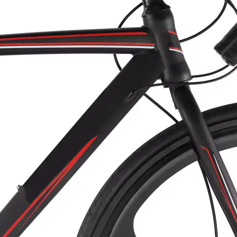 NAYSAYE Road Bike Racing Bicycle 700C with 21 Speeds Carbon Steel Frame and Disc Brakes for Urban Commuting, Black, 53.74*8.27*29.13