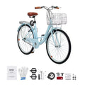 VEVOR Cruiser Bike, 1-Speed, 26-Inch Light Blue Beach Cruiser Bike with Large Capacity Basket and Rear Rack, Secure & Sturdy Cruiser Bike,Light Blue