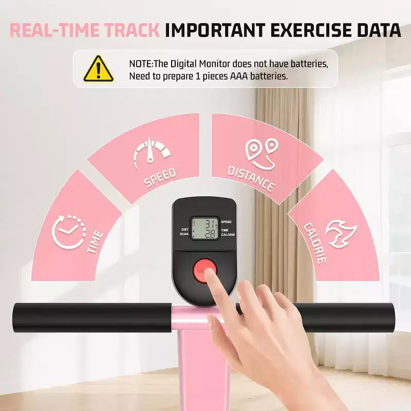 KRISRATE Manual Walking Pad w/ Incline 15%, Foldable Non-Electric Treadmill w/ Handle Bar, 500lbs Capacity, Non-Slip, Digital Monitor for Home/Gym