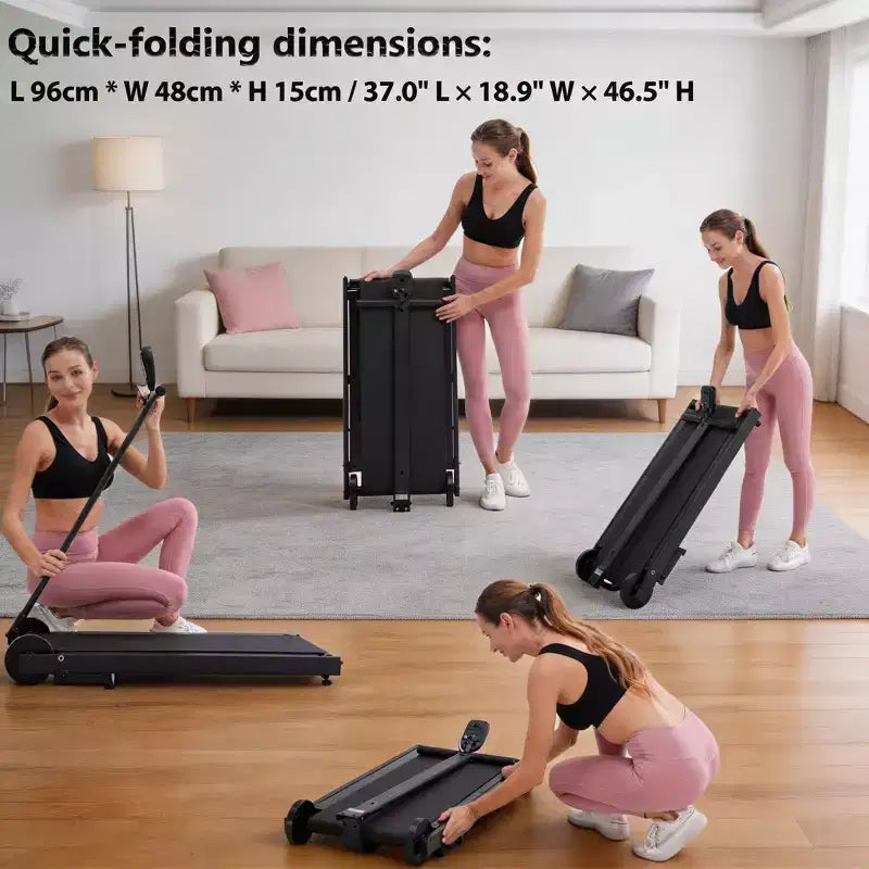 KRISRATE Manual Walking Pad w/ Incline 15%, Foldable Non-Electric Treadmill w/ Handle Bar, 500lbs Capacity, Non-Slip, Digital Monitor for Home/Gym