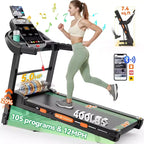 20% Auto Incline Treadmill, 400 lb Capacity, 5HP Folding Home Treadmill, Portable Running/Walking Machine with LCD Display, HiFi Speakers, Smart App