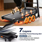 20% Auto Incline Treadmill, 400 lb Capacity, 5HP Folding Home Treadmill, Portable Running/Walking Machine with LCD Display, HiFi Speakers, Smart App