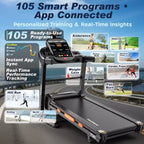 20% Auto Incline Treadmill, 400 lb Capacity, 5HP Folding Home Treadmill, Portable Running/Walking Machine with LCD Display, HiFi Speakers, Smart App