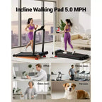 15% Incline 4-in-1 Walking Pad Treadmill, Foldable Under Desk Treadmill for Home & Office, Quiet 2.5 HP Motor
