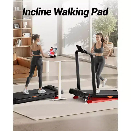 Tapis roulant elettrico con inclinazione del 15% e manubrio - Tapis roulant pieghevole silenzioso da 2,5 HP per casa ufficio Sotto scrivania Tapis roulant portatile con capacità di 150 kg