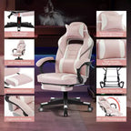 Coolmee Big and Tall Office Chair, High Back Leather Gaming Chair with Footrest, Ergonomic Computer Chair with/Lumbar Support & Headrest