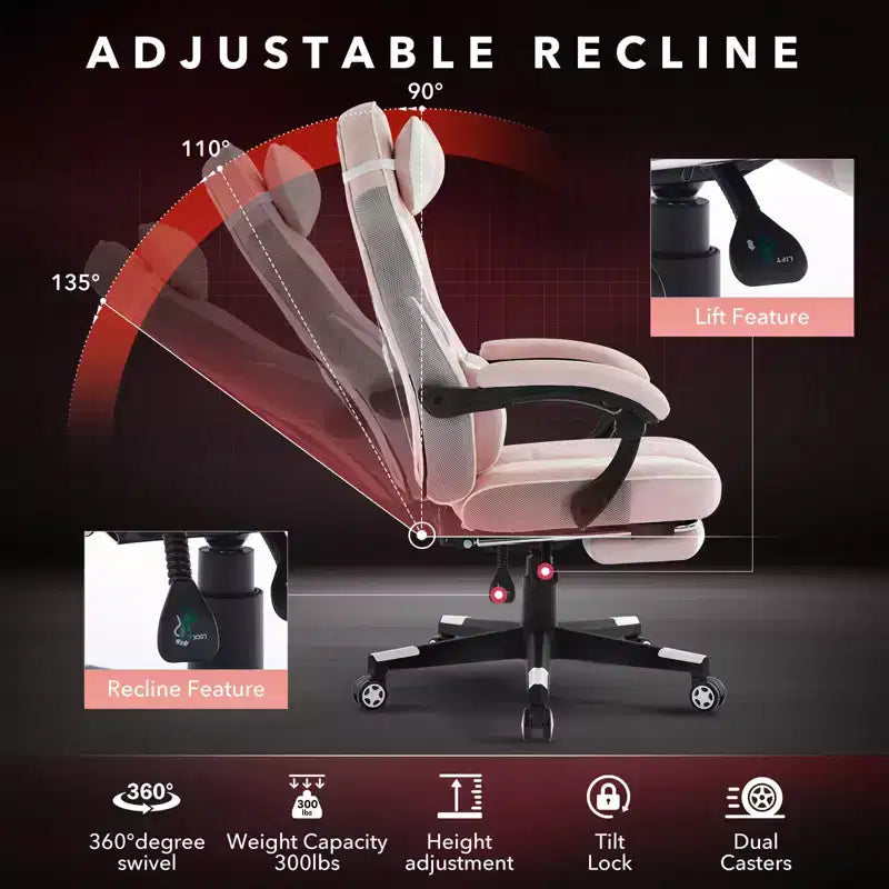 Coolmee Big and Tall Office Chair, High Back Leather Gaming Chair with Footrest, Ergonomic Computer Chair with/Lumbar Support & Headrest