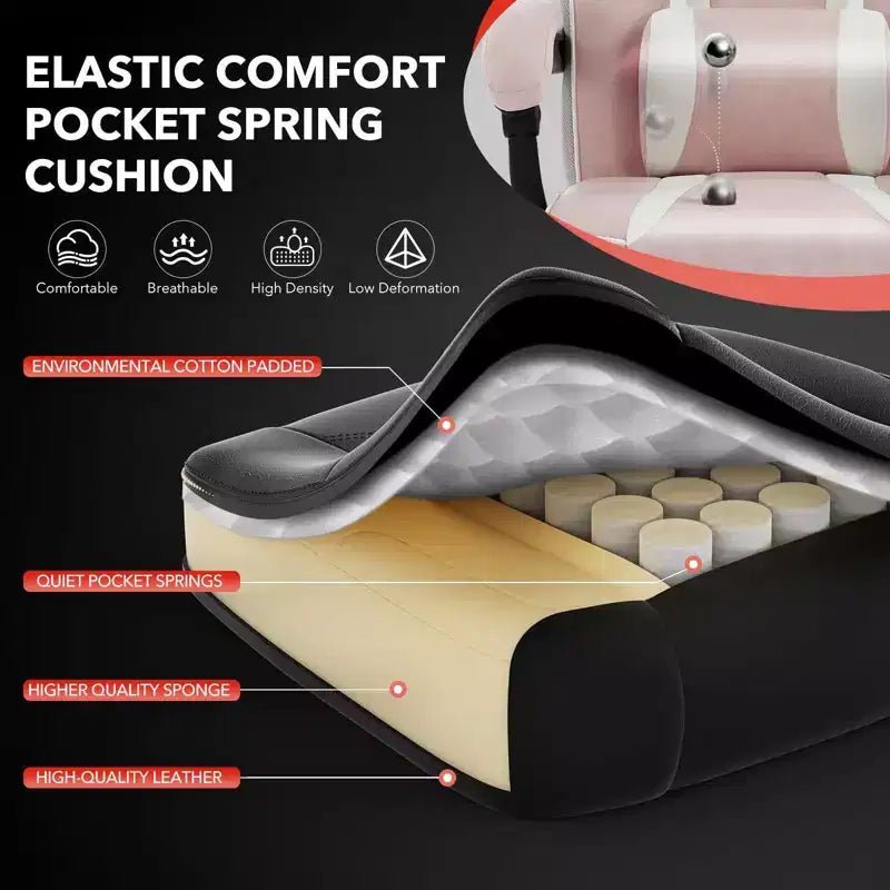 Coolmee Big and Tall Office Chair, High Back Leather Gaming Chair with Footrest, Ergonomic Computer Chair with/Lumbar Support & Headrest