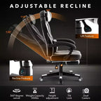 Coolmee Big and Tall Office Chair, High Back Leather Gaming Chair with Footrest, Ergonomic Computer Chair with/Lumbar Support & Headrest