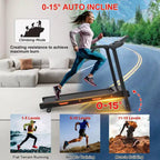 Redliro Folding Treadmill for Home  400 lb Capacity, Auto Incline, Compact & Quiet, Perfect for Walking, Running, & Home Fitness