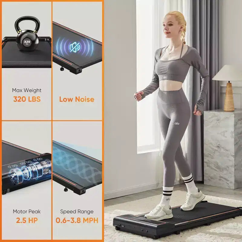 NAYSAYE Walking Pad Treadmill Indoor Cardio Walking Exercise Trainer Quiet Workout for Home Office, Black, 42.2*19.2*3.58