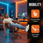 Sedia Gaming con Poggiapiedi, Sedia da Computer Ergonomica con Poggiatesta e Supporto Lombare, Sedia da Gioco Traspirante Regolabile in Altezza per Casa e Ufficio