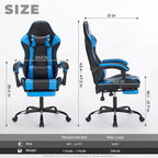 Sedia Gaming con Poggiapiedi, Sedia da Computer Ergonomica con Poggiatesta e Supporto Lombare, Sedia da Gioco Traspirante Regolabile in Altezza per Casa e Ufficio