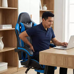 Sedia Gaming con Poggiapiedi, Sedia da Computer Ergonomica con Poggiatesta e Supporto Lombare, Sedia da Gioco Traspirante Regolabile in Altezza per Casa e Ufficio