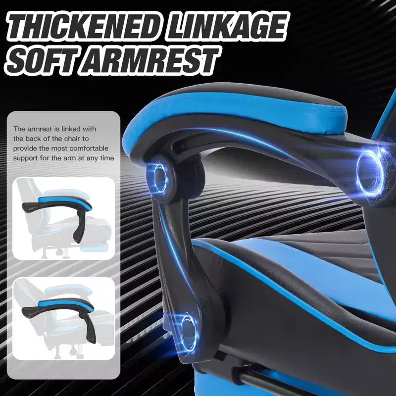 Sedia Gaming con Poggiapiedi, Sedia da Computer Ergonomica con Poggiatesta e Supporto Lombare, Sedia da Gioco Traspirante Regolabile in Altezza per Casa e Ufficio
