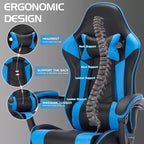 Sedia Gaming con Poggiapiedi, Sedia da Computer Ergonomica con Poggiatesta e Supporto Lombare, Sedia da Gioco Traspirante Regolabile in Altezza per Casa e Ufficio