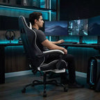 Sedia Gaming con Poggiapiedi, Sedia da Computer Ergonomica con Poggiatesta e Supporto Lombare, Sedia da Gioco Traspirante Regolabile in Altezza per Casa e Ufficio