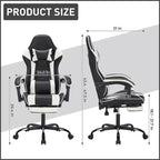 Sedia Gaming con Poggiapiedi, Sedia da Computer Ergonomica con Poggiatesta e Supporto Lombare, Sedia da Gioco Traspirante Regolabile in Altezza per Casa e Ufficio