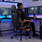 Sedia Gaming con Poggiapiedi, Sedia da Computer Ergonomica con Poggiatesta e Supporto Lombare, Sedia da Gioco Traspirante Regolabile in Altezza per Casa e Ufficio