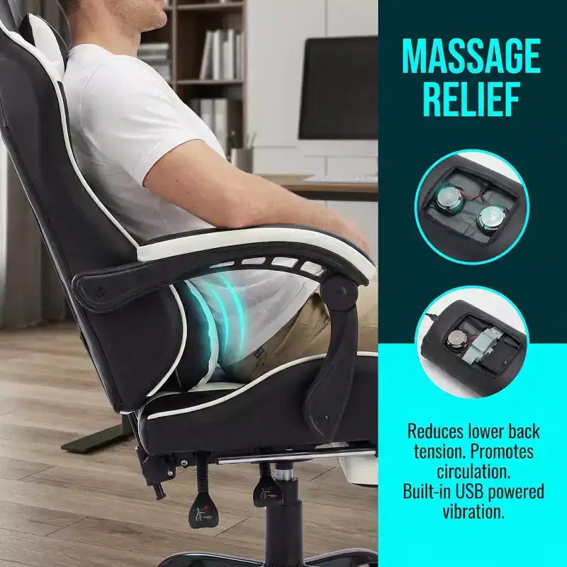 Sedia Gaming con Poggiapiedi, Sedia da Computer Ergonomica con Poggiatesta e Supporto Lombare, Sedia da Gioco Traspirante Regolabile in Altezza per Casa e Ufficio