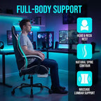 Sedia Gaming con Poggiapiedi, Sedia da Computer Ergonomica con Poggiatesta e Supporto Lombare, Sedia da Gioco Traspirante Regolabile in Altezza per Casa e Ufficio