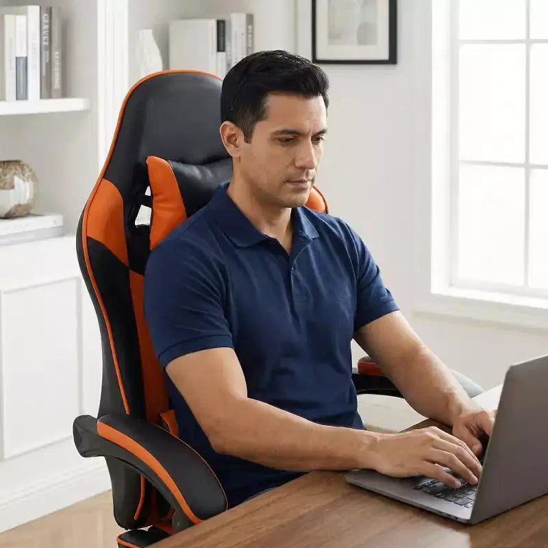 Sedia Gaming con Poggiapiedi, Sedia da Computer Ergonomica con Poggiatesta e Supporto Lombare, Sedia da Gioco Traspirante Regolabile in Altezza per Casa e Ufficio