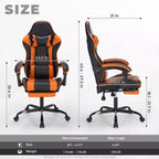 Sedia Gaming con Poggiapiedi, Sedia da Computer Ergonomica con Poggiatesta e Supporto Lombare, Sedia da Gioco Traspirante Regolabile in Altezza per Casa e Ufficio