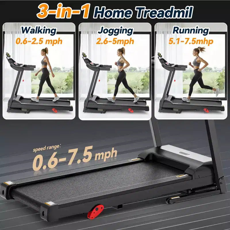 Treadmills on Sale, Treadmills Clearance,Folding Home Treadmill 3.25HP Motor, Manual Incline Cardio Machine with Bluetooth Speakers