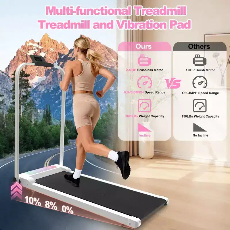 GDFStudio Vella 2.0HP Foldable Treadmill with Incline and Vibration Pad