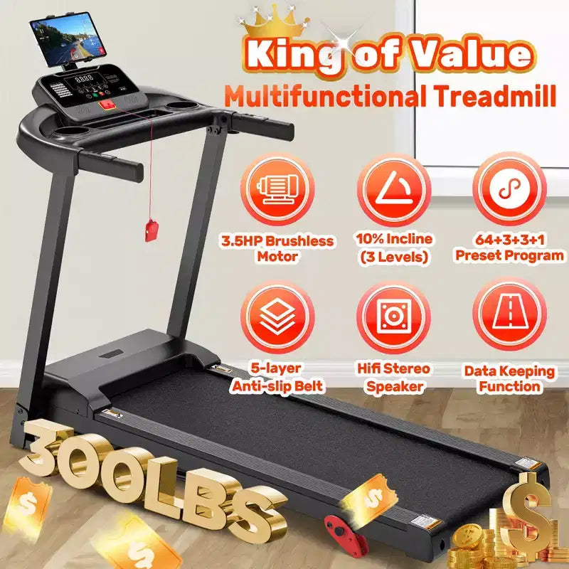 Tapis Roulant Pieghevole per Casa da 3,5 HP con Inclinazione e 71 Allenamenti, Capacità 136 kg, APP con Corsi di Allenamento Gratuiti, Doppio Altoparlante HiFi, Attrezzo per Esercizi