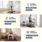 Squatz 2-in-1 Walking Pad with Vibration Plates and Handlebar  Compact Treadmill - Black