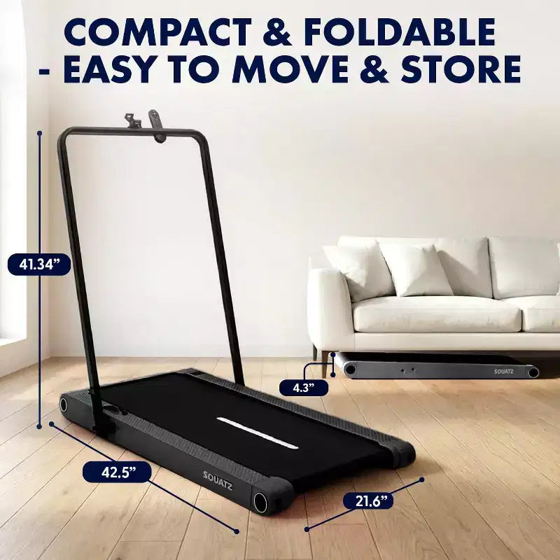 Squatz 2-in-1 Walking Pad with Vibration Plates and Handlebar  Compact Treadmill - Black