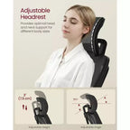 VASAGLE Ergonomic Mesh Office Chair with Adjustable Lumbar Support and Headrest, 90-105 Tilt Function, Wide Seat, FlipUp Armrests