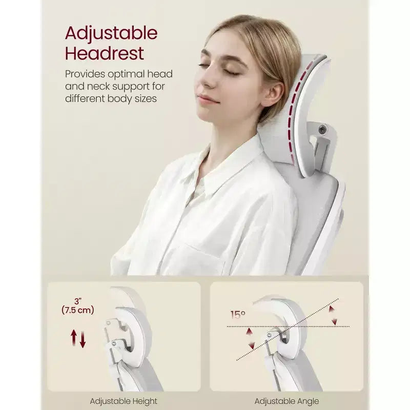 VASAGLE Ergonomic Mesh Office Chair with Adjustable Lumbar Support and Headrest, 90-105 Tilt Function, Wide Seat, FlipUp Armrests