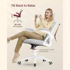 VASAGLE Ergonomic Mesh Office Chair with Adjustable Lumbar Support and Headrest, 90-105 Tilt Function, Wide Seat, FlipUp Armrests