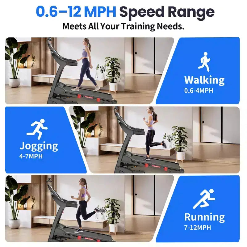 Tapis Roulant Pieghevole Portatile da 180 kg, 19 km/h 5 CV con 20% di Inclinazione per Casa Ufficio, Controllo APP, Tapis Roulant per Camminare e Correre con Fascia per Ginocchio