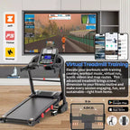 Tapis Roulant Pieghevole Portatile da 180 kg, 19 km/h 5 CV con 20% di Inclinazione per Casa Ufficio, Controllo APP, Tapis Roulant per Camminare e Correre con Fascia per Ginocchio