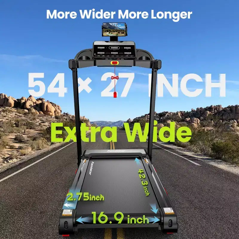 Folding Treadmills Clearance with 3.75HP Powerful Motor, 10% Manual Incline Electric Running Machine with Smart App Control, Extra Wide Running Belt
