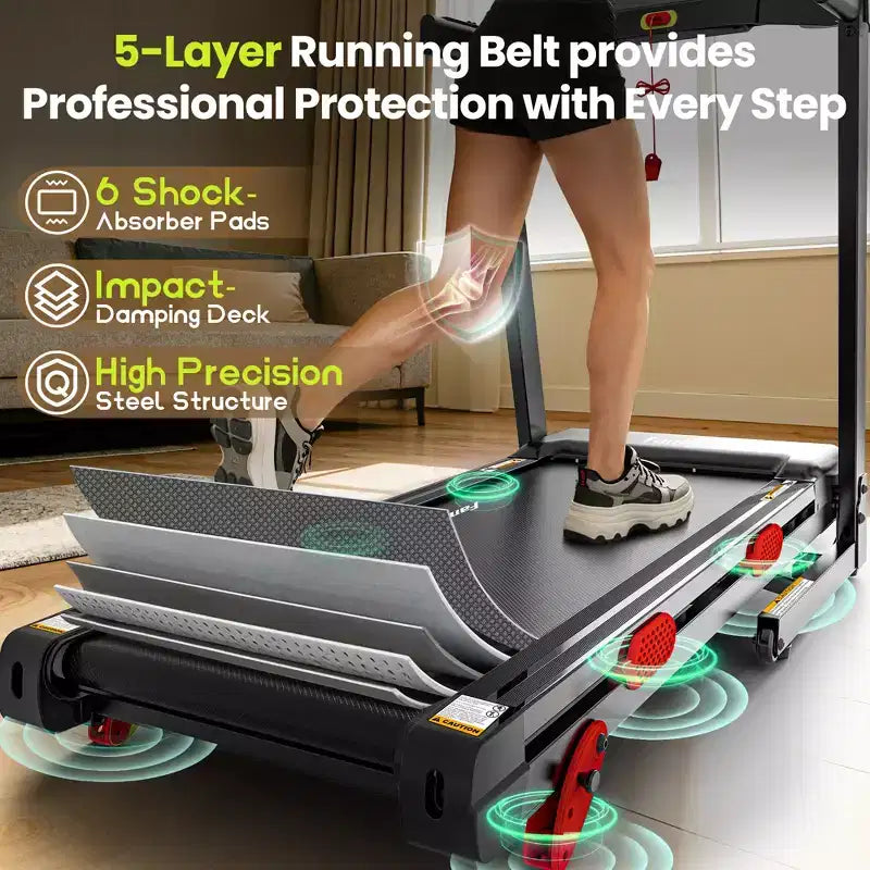 Folding Treadmills Clearance with 3.75HP Powerful Motor, 10% Manual Incline Electric Running Machine with Smart App Control, Extra Wide Running Belt